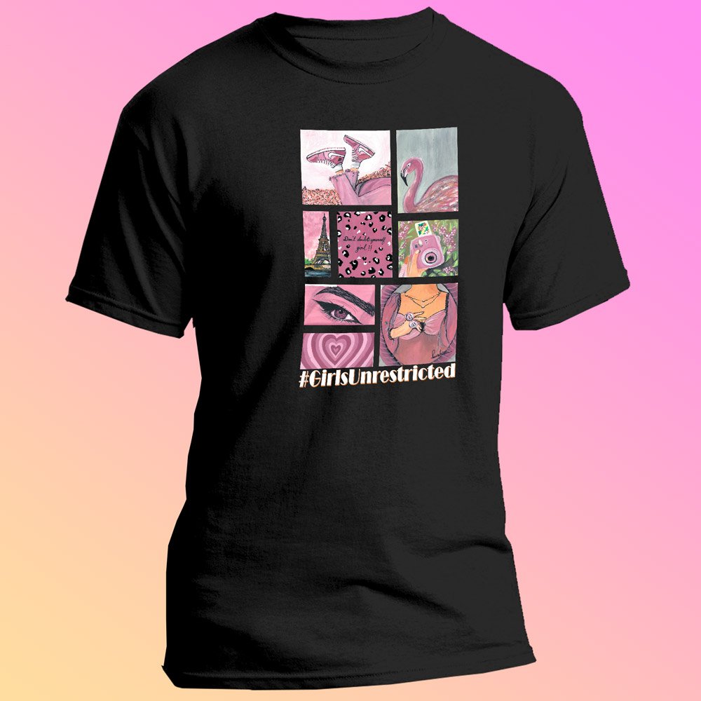 Pure Cotton Bio-Washed T-Shirt Chest Printed-Girls-Unrestricted-by ZingerTees-Women-EL9120025 - Image 3