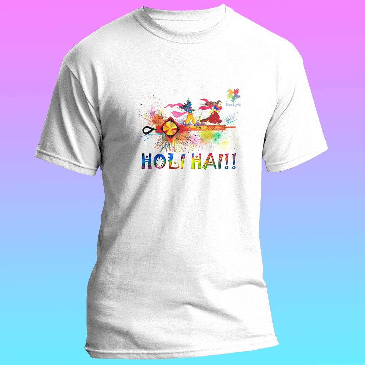 Super Dry-fit Printed Jersey T-Shirt-Holi Hai - Radha Krishna-by ZingerTees-Unisex-EL9120018