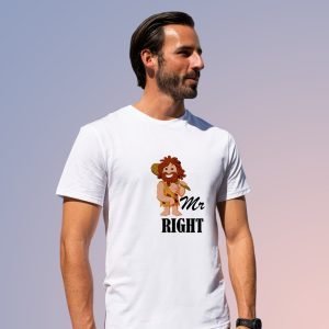 Pure Cotton Bio-Washed T-Shirt Chest Printed-Couple Tee-Mr Right-by ZingerTees-Male-EL9120006