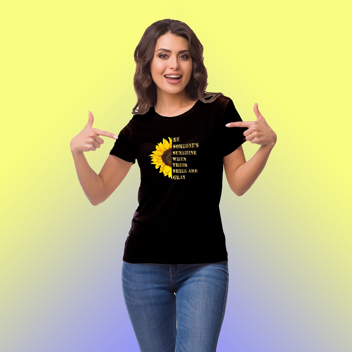 Pure Cotton Bio-Washed T-Shirt Chest Printed-Inspire Series-Sunshine-by ZingerTees-Unisex-EL9120013