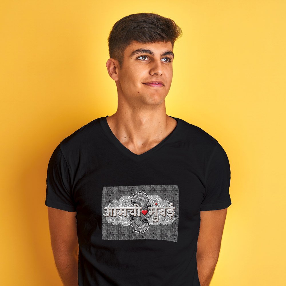 Pure Cotton Bio-Washed T-Shirt Chest Printed-Aamchi Mumbai-by ZingerTees-Unisex-EL9120029