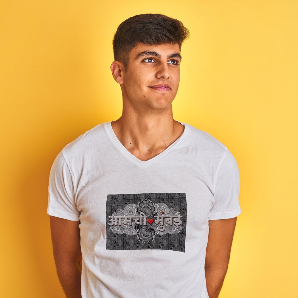 Pure Cotton Bio-Washed T-Shirt Chest Printed-Aamchi Mumbai-by ZingerTees-Unisex-EL9120029 - Image 4