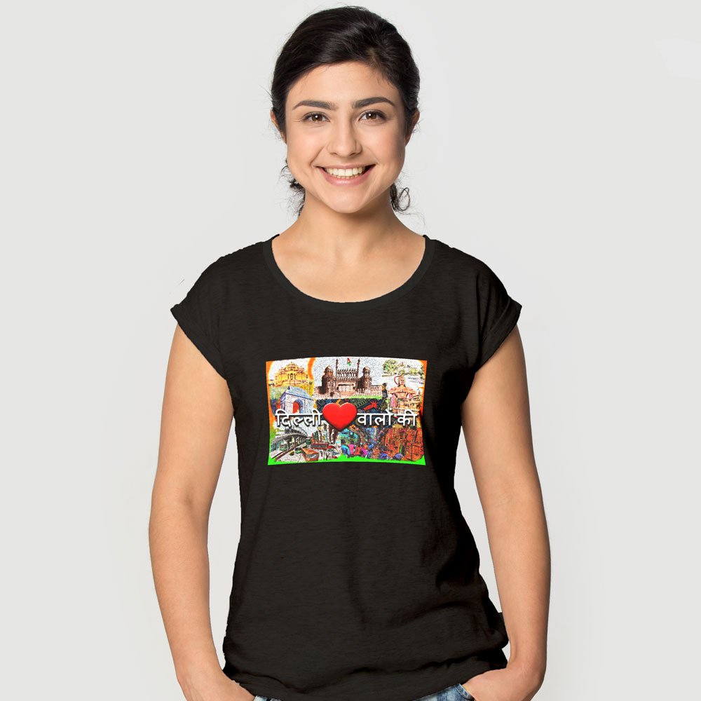 Pure Cotton Bio-Washed T-Shirt Chest Printed-Delhi Dilwalo Ki-by ZingerTees-Unisex-EL9120030 - Image 3