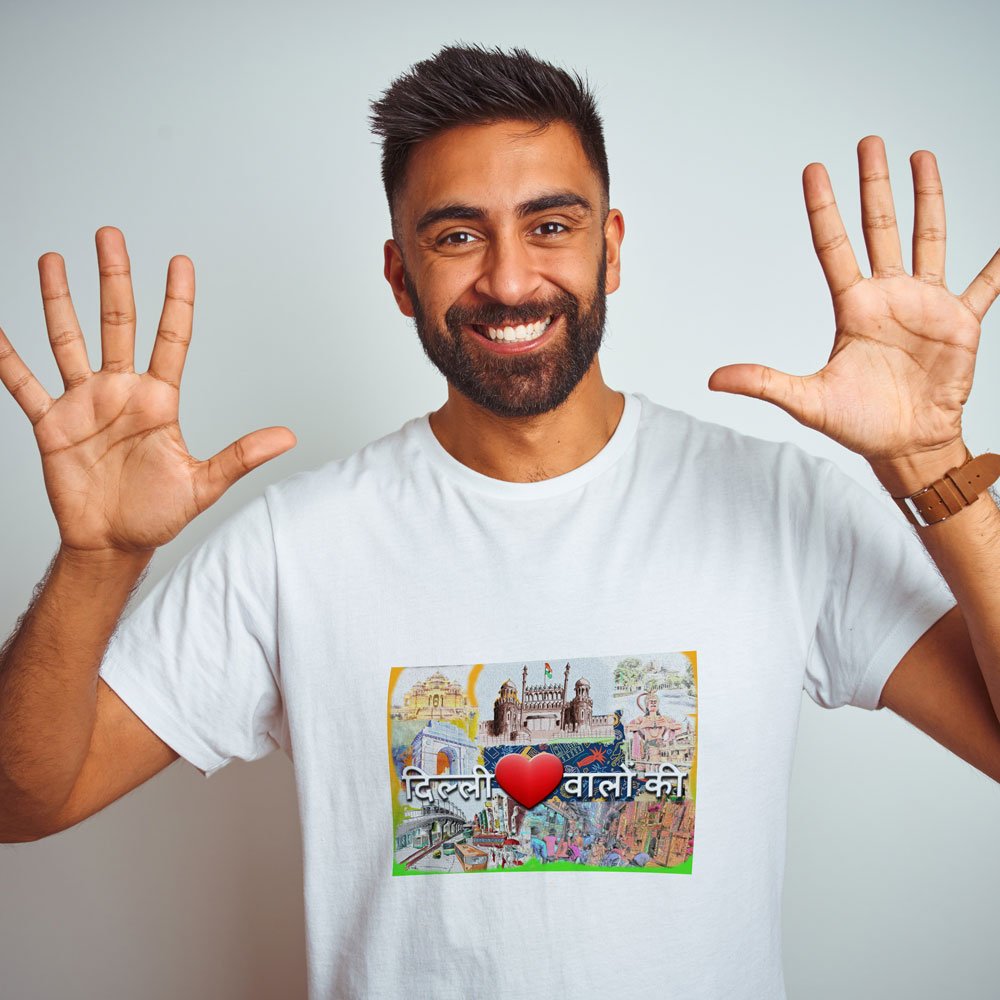 Pure Cotton Bio-Washed T-Shirt Chest Printed-Delhi Dilwalo Ki-by ZingerTees-Unisex-EL9120030 - Image 4