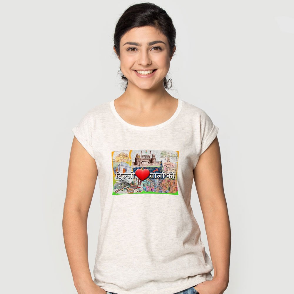 Pure Cotton Bio-Washed T-Shirt Chest Printed-Delhi Dilwalo Ki-by ZingerTees-Unisex-EL9120030 - Image 5