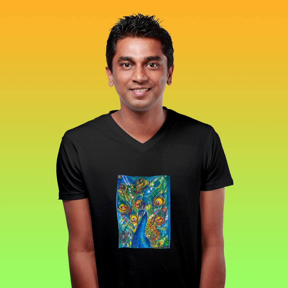 Pure Cotton Bio-Washed T-Shirt Chest Printed-Eco Earth-Peacock-by ZingerTees-Unisex-EL9120035 - Image 2
