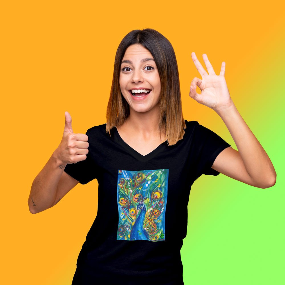 Pure Cotton Bio-Washed T-Shirt Chest Printed-Eco Earth-Peacock-by ZingerTees-Unisex-EL9120035 - Image 3