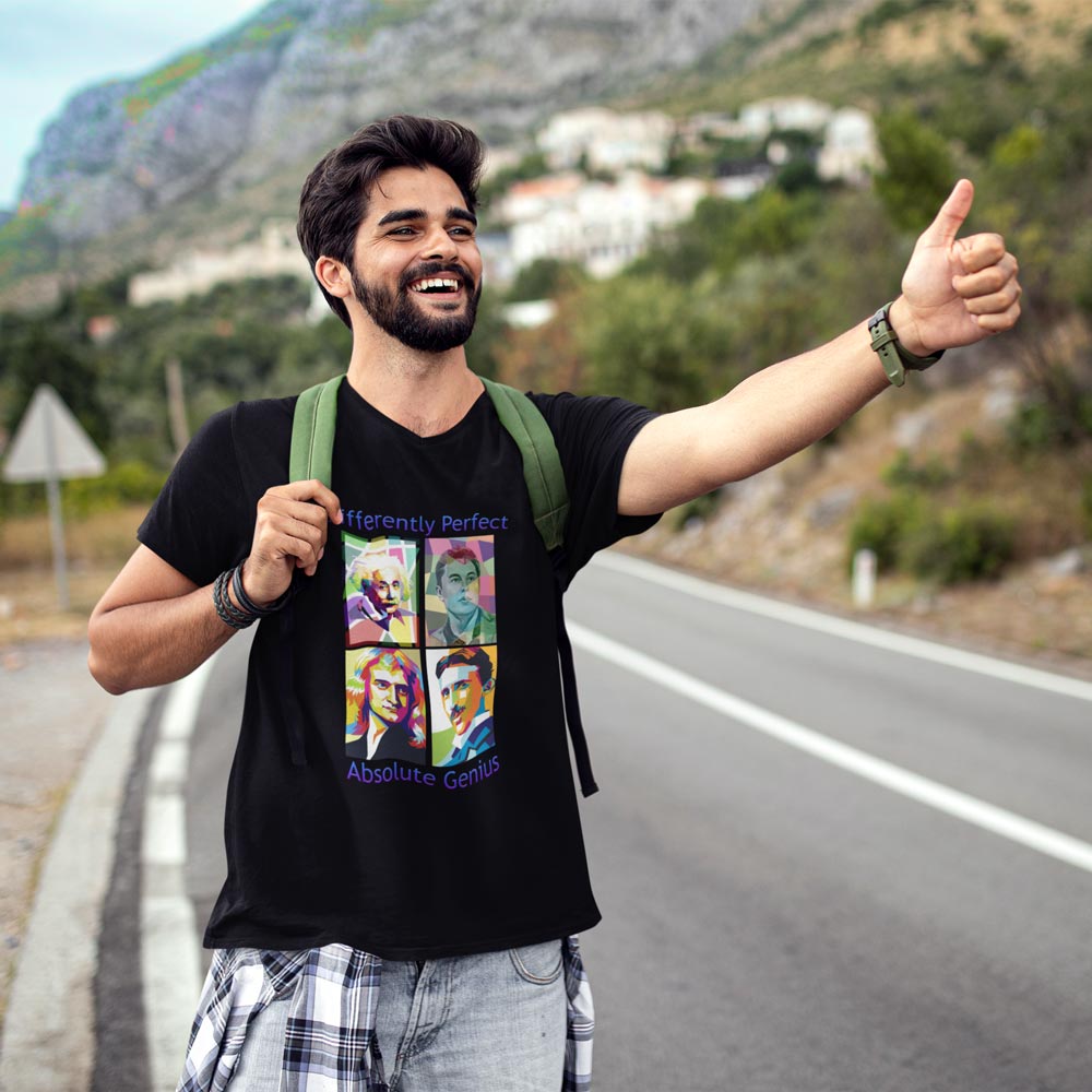 Pure Cotton Bio-Washed T-Shirt Chest Printed-Genius-by ZingerTees-Unisex-EL9120051