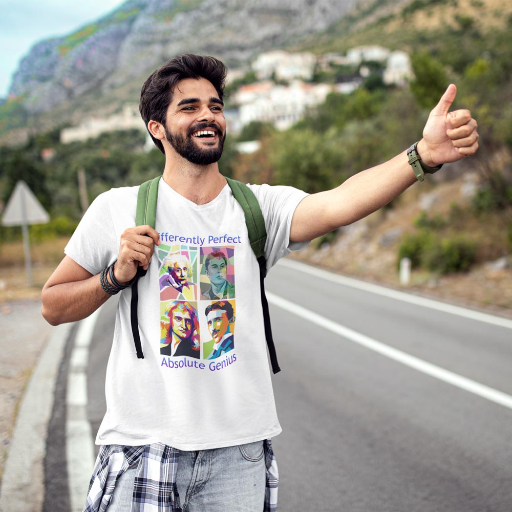 Pure Cotton Bio-Washed T-Shirt Chest Printed-Genius-by ZingerTees-Unisex-EL9120051 - Image 3