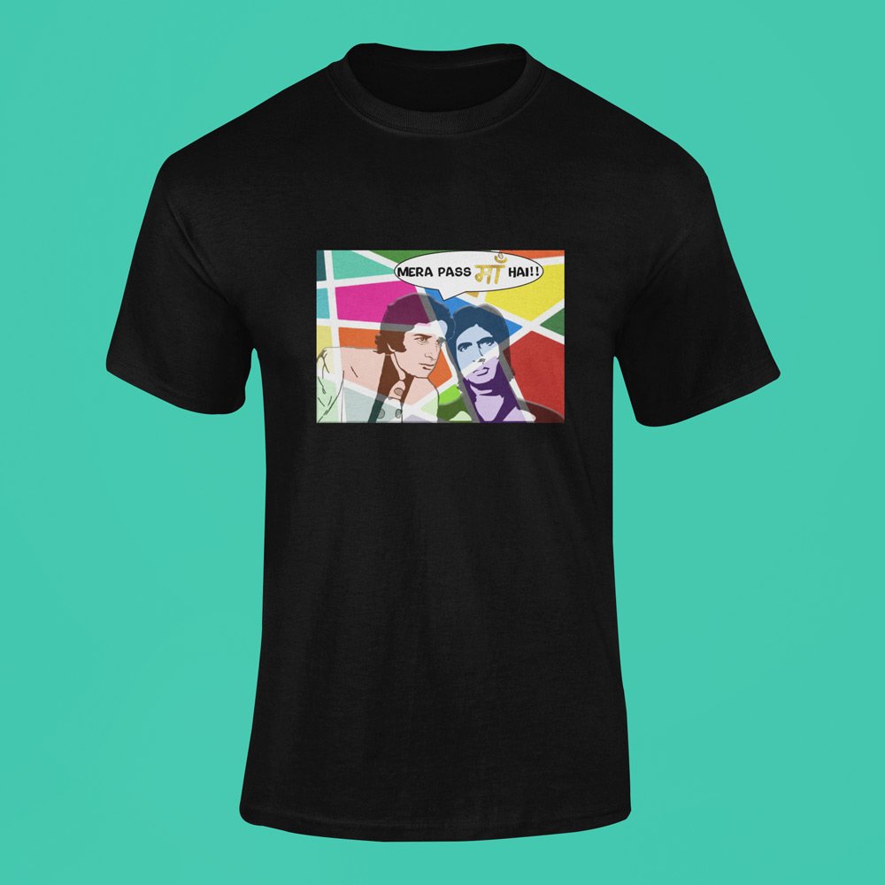 Pure Cotton Bio-Washed T-Shirt Chest Printed-Mere Pass Maa Hai-by ZingerTees-Male-EL9120055 - Image 5