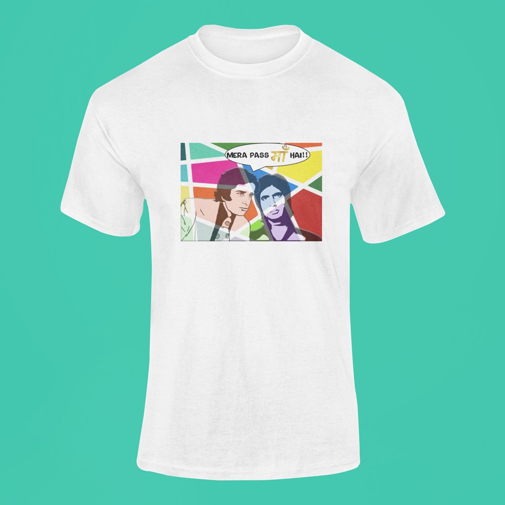 Pure Cotton Bio-Washed T-Shirt Chest Printed-Mere Pass Maa Hai-by ZingerTees-Male-EL9120055 - Image 6