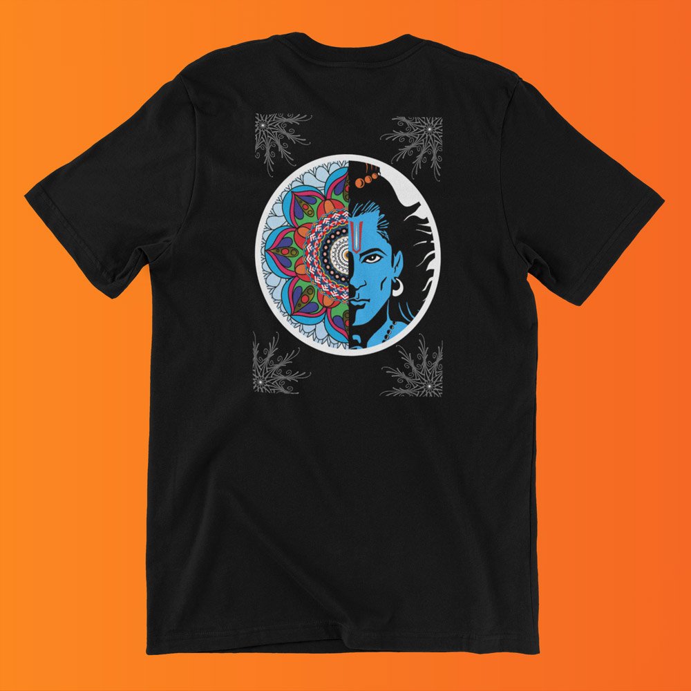 Pure Cotton Bio-Washed T-Shirt Chest Printed-Lord Ram Mandala-by ZingerTees-Unisex-EL9120047 - Image 7