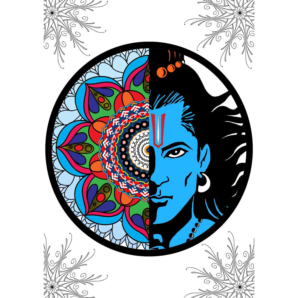 Pure Cotton Bio-Washed T-Shirt Chest Printed-Lord Ram Mandala-by ZingerTees-Unisex-EL9120047 - Image 4