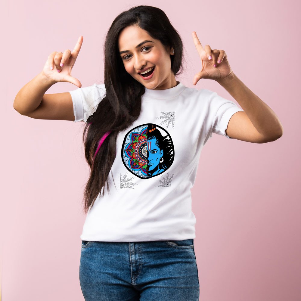 Pure Cotton Bio-Washed T-Shirt Chest Printed-Lord Ram Mandala-by ZingerTees-Unisex-EL9120047 - Image 2