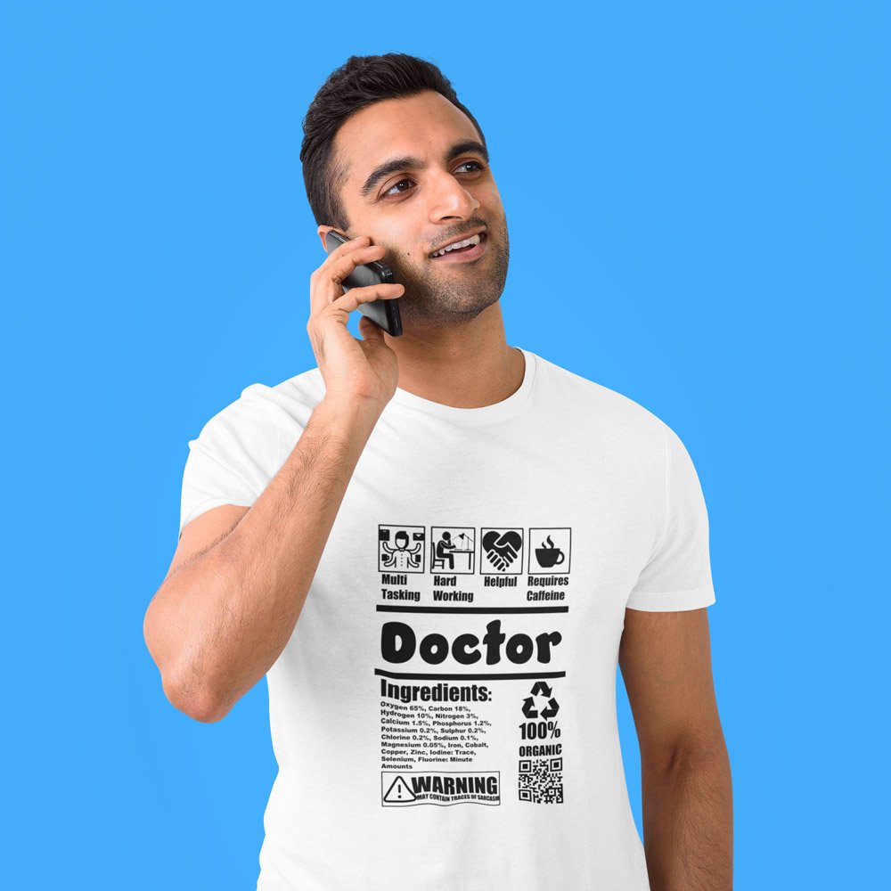 Pure Cotton Bio-Washed T-Shirt Chest Printed-Doctor Humor Design-by ZingerTees-For Men-EL9120061