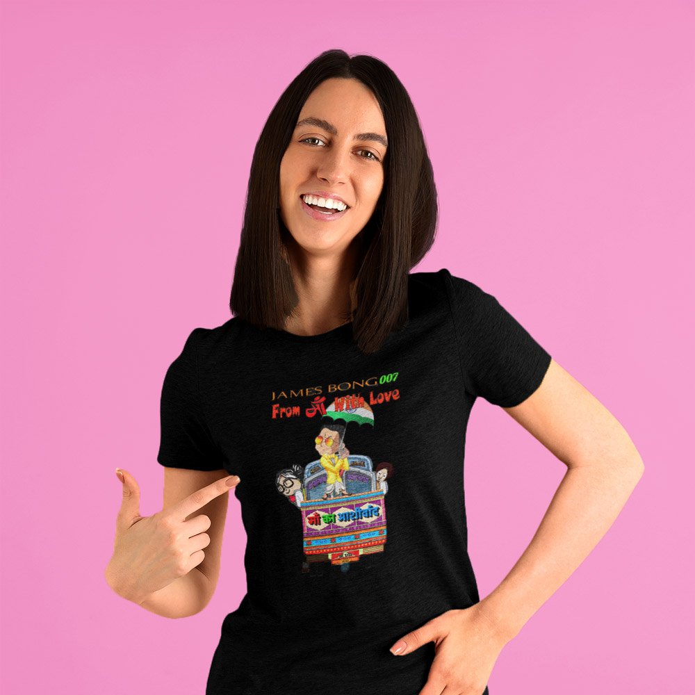 Pure Cotton Bio-Washed T-Shirt Chest Printed-James Bong-Maa Kaa Aashirwaad-by ZingerTees-Unisex-EL9120057 - Image 4