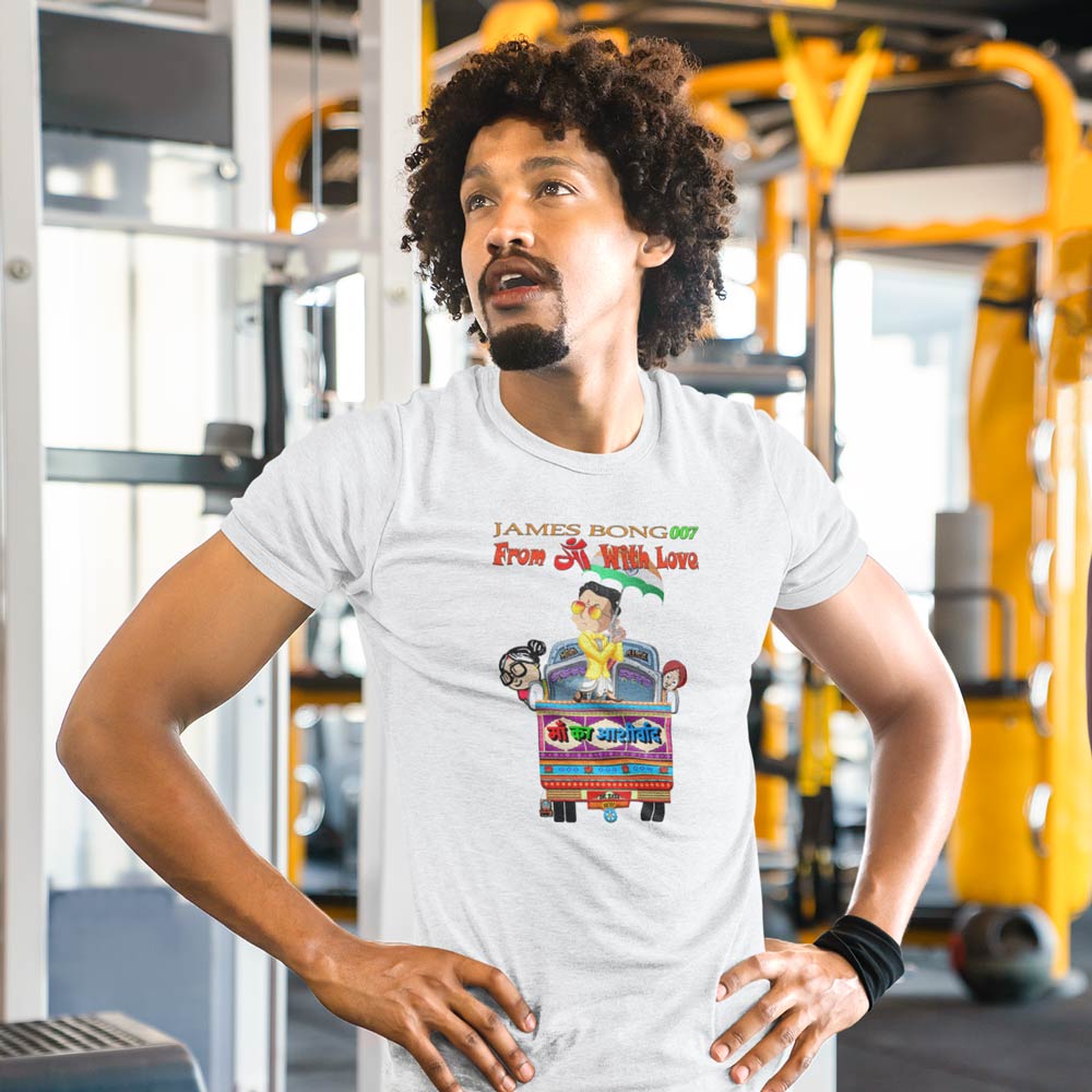 Pure Cotton Bio-Washed T-Shirt Chest Printed-James Bong-Maa Kaa Aashirwaad-by ZingerTees-Unisex-EL9120057 - Image 3