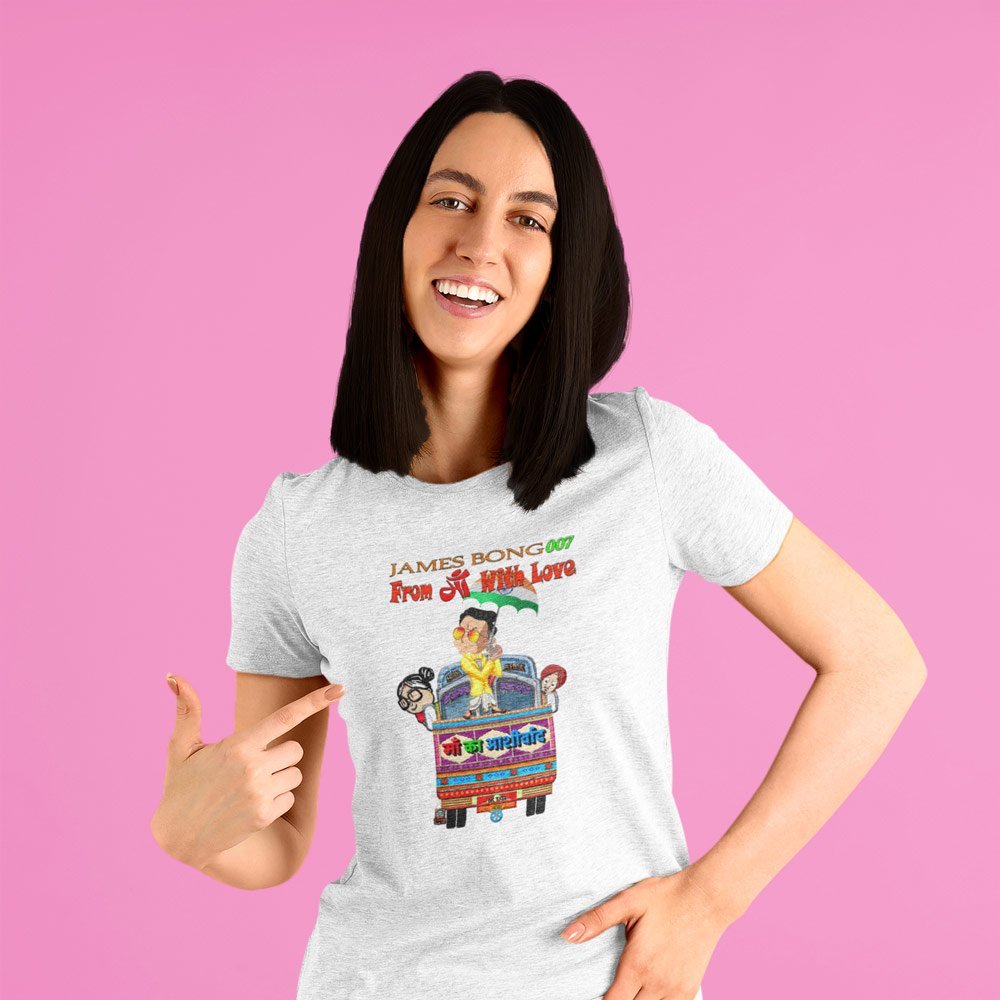 Pure Cotton Bio-Washed T-Shirt Chest Printed-James Bong-Maa Kaa Aashirwaad-by ZingerTees-Unisex-EL9120057 - Image 2