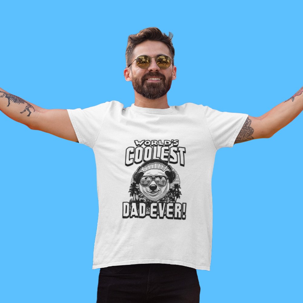 Pure Cotton Bio-Washed T-Shirt Chest Printed-Coolest Dad Ever Design-by ZingerTees-For Men-EL9120070 - Image 2