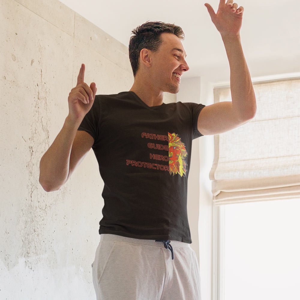 Pure Cotton Bio-Washed T-Shirt Chest Printed-Father Guide Hero Protector-by ZingerTees-For Men-EL9120066 - Image 2