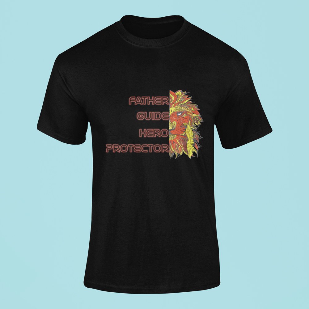 Pure Cotton Bio-Washed T-Shirt Chest Printed-Father Guide Hero Protector-by ZingerTees-For Men-EL9120066 - Image 6