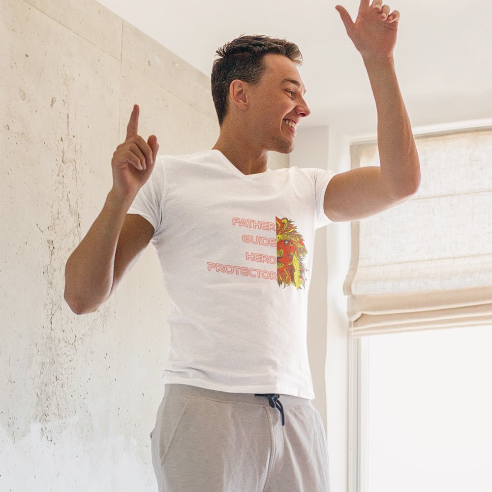 Pure Cotton Bio-Washed T-Shirt Chest Printed-Father Guide Hero Protector-by ZingerTees-For Men-EL9120066