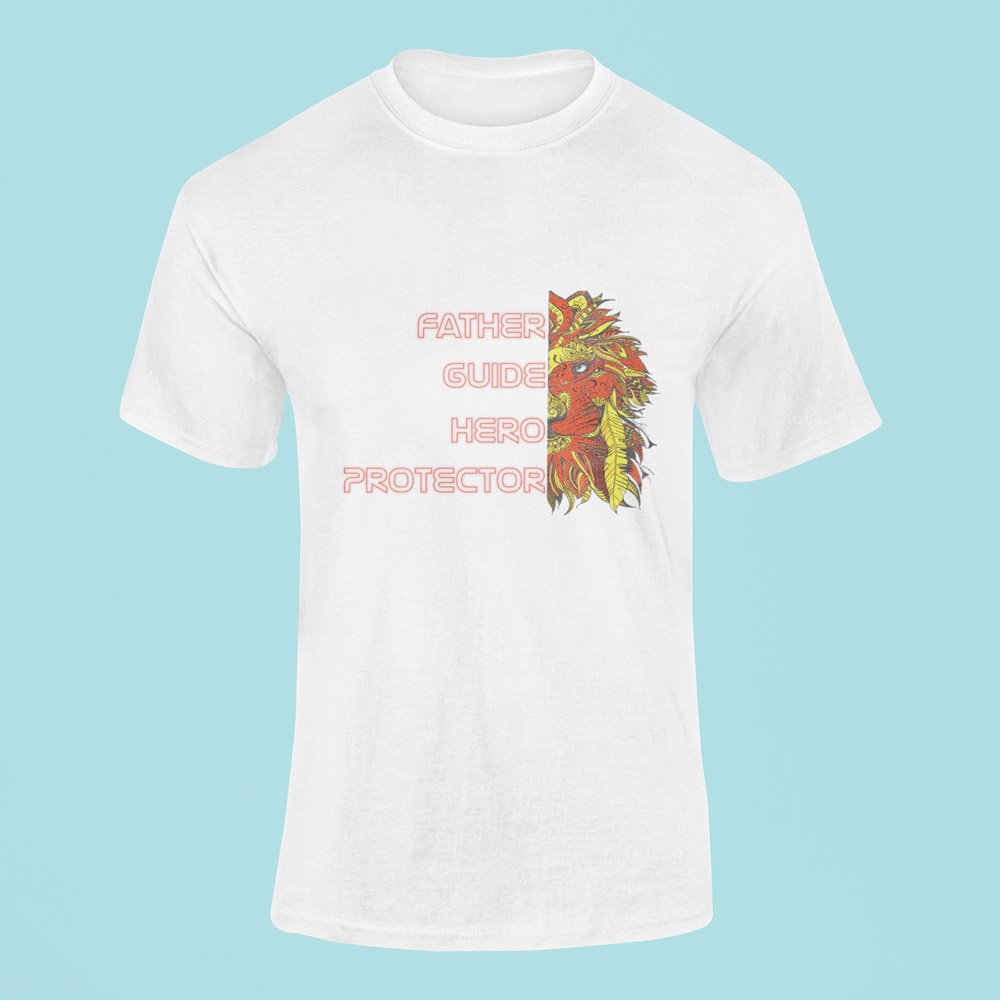 Pure Cotton Bio-Washed T-Shirt Chest Printed-Father Guide Hero Protector-by ZingerTees-For Men-EL9120066 - Image 5