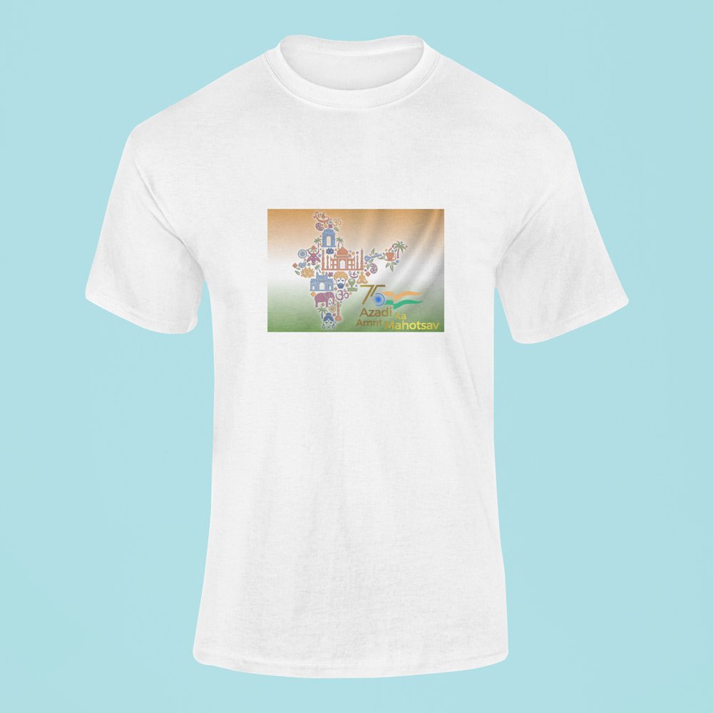 Pure Cotton Bio-Washed T-Shirt Chest Printed-India 75th independence day Celebration-by ZingerTees-Unisex-EL9120073 - Image 5