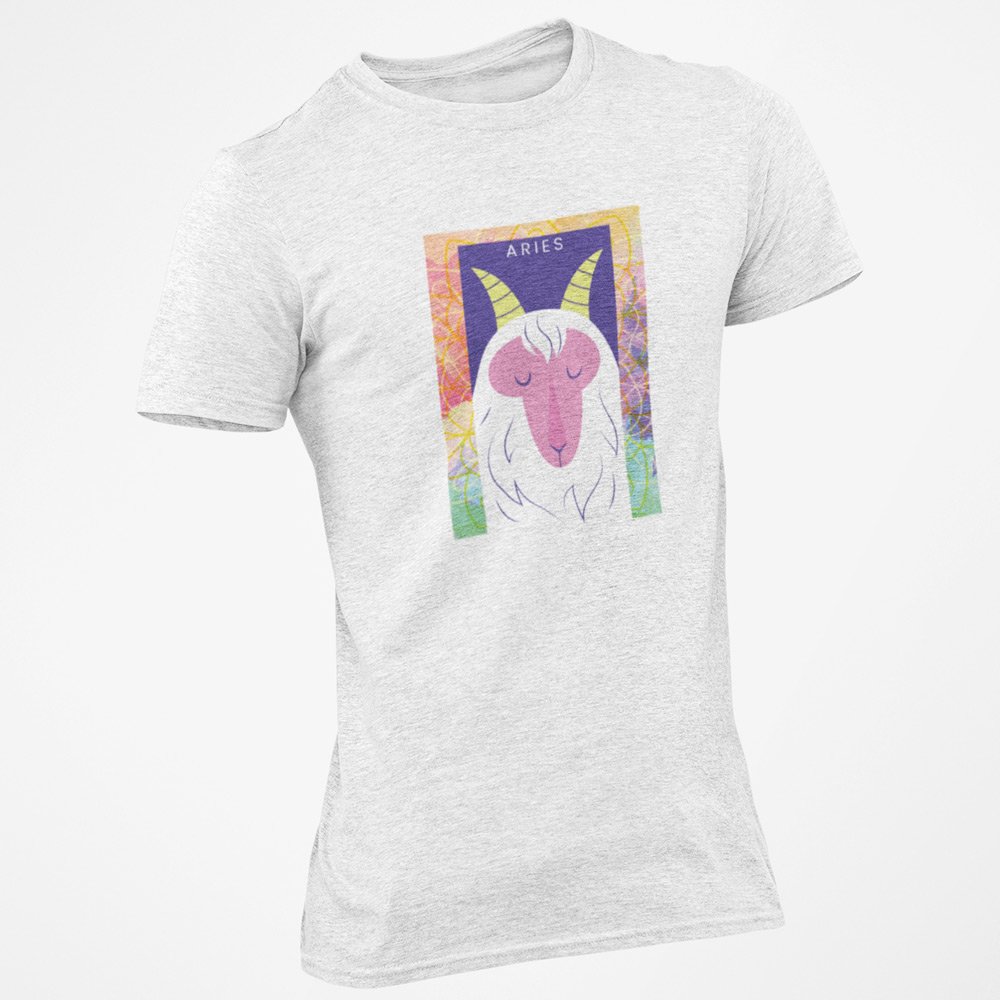 Pure Cotton Bio-Washed T-Shirt Chest Printed-Zodiac Sign Series-2-ARIES Design-By Zingertees-Unisex-EL9120089 - Image 3