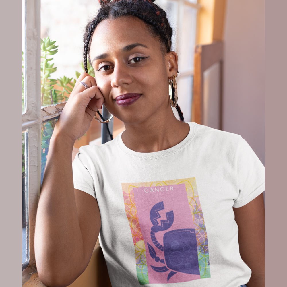 Pure Cotton Bio-Washed T-Shirt Chest Printed-Zodiac Sign Series-2-CANCER Design-By Zingertees-Unisex-EL9120092 - Image 2
