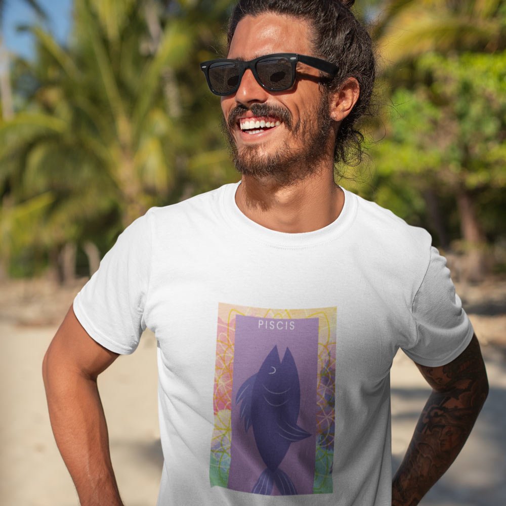 Pure Cotton Bio-Washed T-Shirt Chest Printed-Zodiac Sign Series-2-PISCES Design-By Zingertees-Unisex-EL9120100