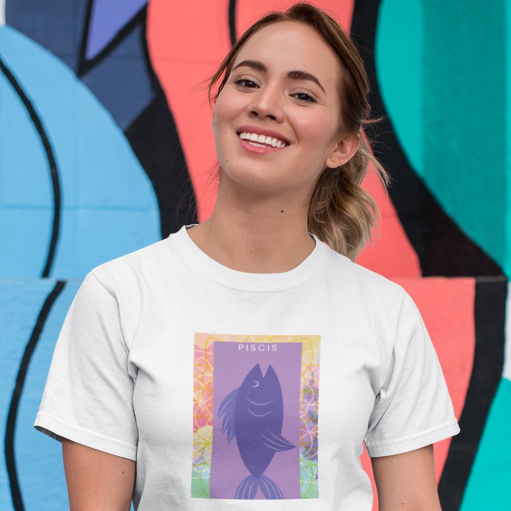 Pure Cotton Bio-Washed T-Shirt Chest Printed-Zodiac Sign Series-2-PISCES Design-By Zingertees-Unisex-EL9120100 - Image 2