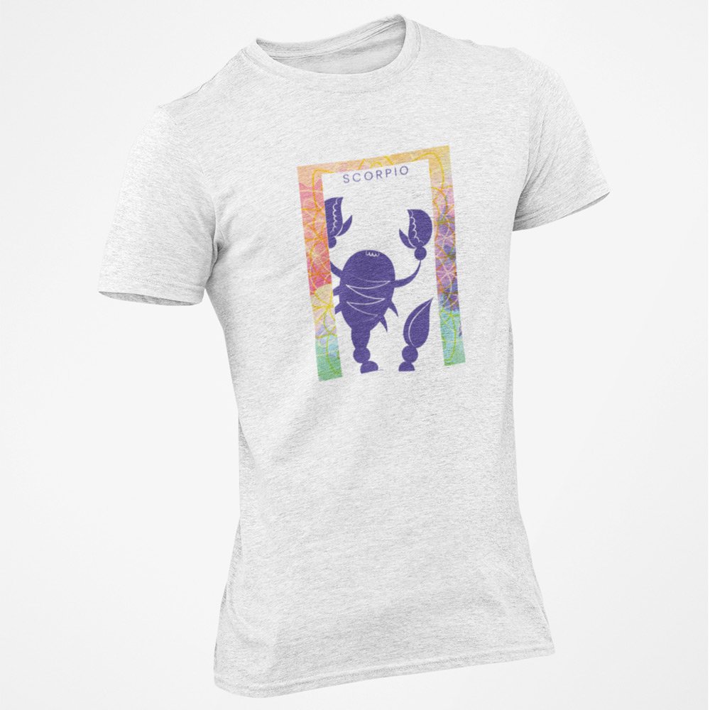 Pure Cotton Bio-Washed T-Shirt Chest Printed-Zodiac Sign Series-2-SCORPIO Design-By Zingertees-Unisex-EL9120096 - Image 3