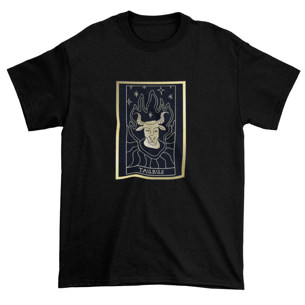 Pure Cotton Bio-Washed T-Shirt Chest Printed-Zodiac Sign Series-1-TAURUS Design-By Zingertees-Unisex-EL9120078 - Image 3