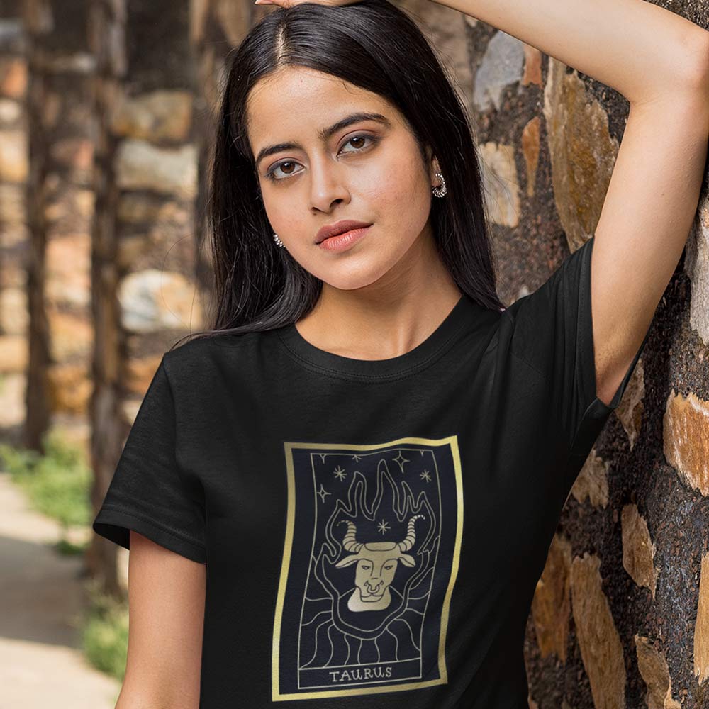 Pure Cotton Bio-Washed T-Shirt Chest Printed-Zodiac Sign Series-1-TAURUS Design-By Zingertees-Unisex-EL9120078 - Image 2