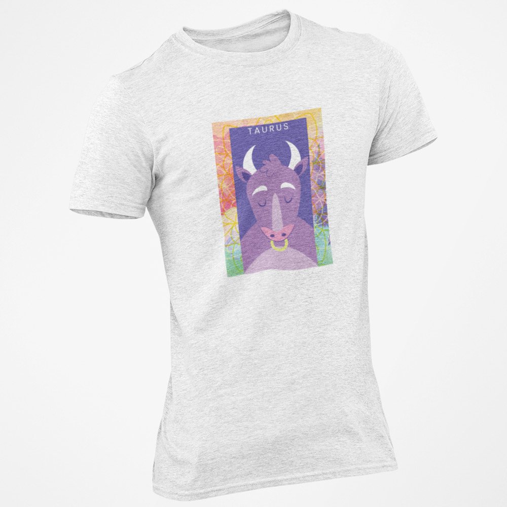 Pure Cotton Bio-Washed T-Shirt Chest Printed-Zodiac Sign Series-2-TAURUS Design-By Zingertees-Unisex-EL9120090 - Image 3