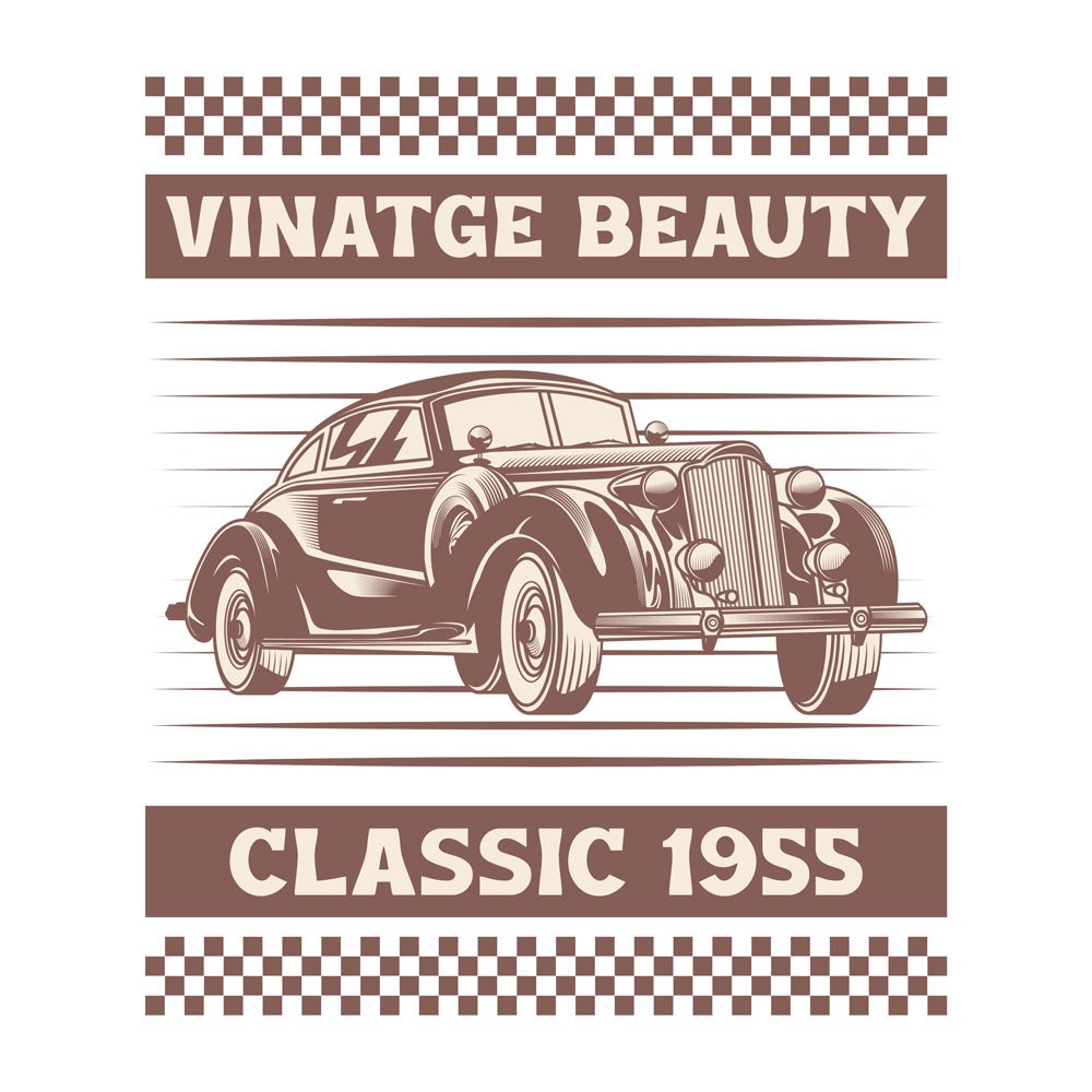 Pure Cotton Bio-Washed T-Shirt Chest Printed-Classic Beauties Vintage Car Club Series - Design No.7-by ZingerTees-Men-EL9120153 - Image 3