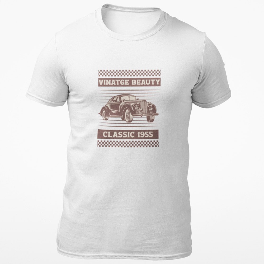 Pure Cotton Bio-Washed T-Shirt Chest Printed-Classic Beauties Vintage Car Club Series - Design No.7-by ZingerTees-Men-EL9120153 - Image 2