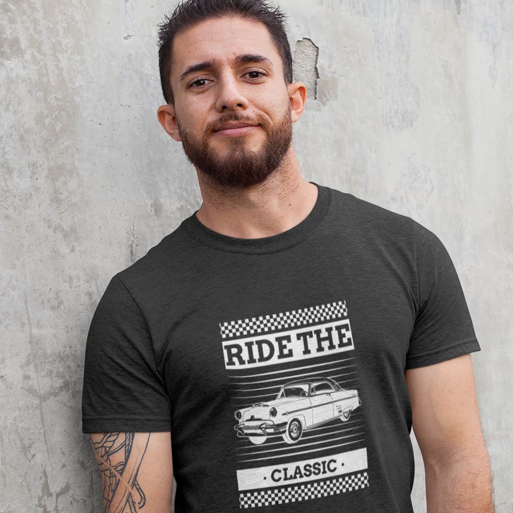 Pure Cotton Bio-Washed T-Shirt Chest Printed-Classic Beauties Vintage Car Club Series - Design No.10-by ZingerTees-Men-EL9120156