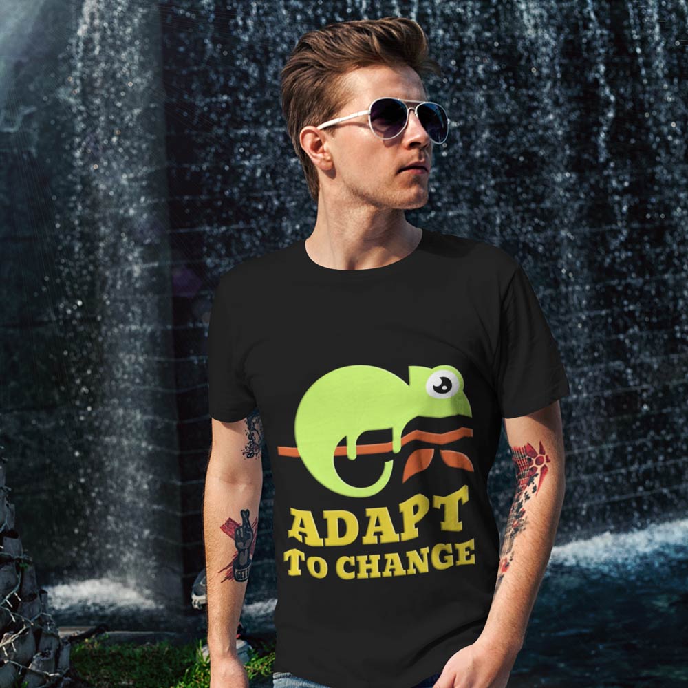 Pure Cotton Bio-Washed T-Shirt Chest Printed-Funny Message Series - 1 - Adapt to Change Design-by ZingerTees-Unisex-EL9120184 - Image 4