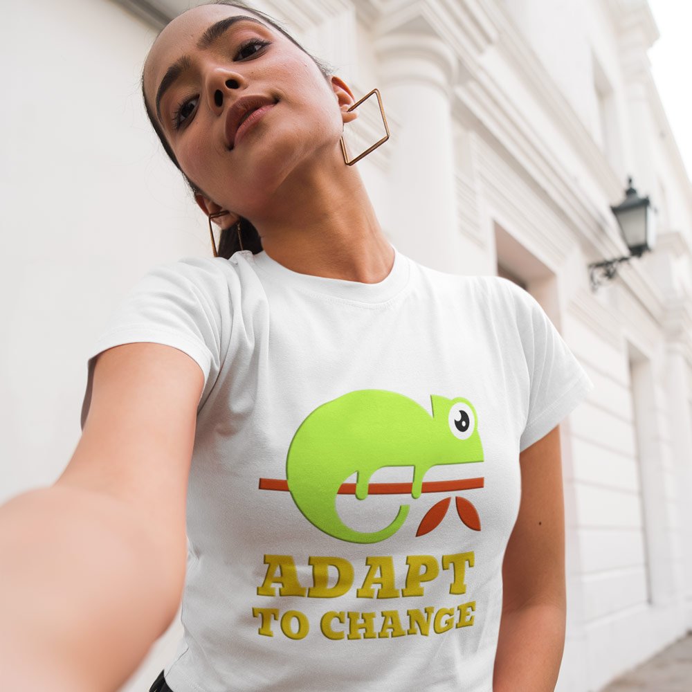 Pure Cotton Bio-Washed T-Shirt Chest Printed-Funny Message Series - 1 - Adapt to Change Design-by ZingerTees-Unisex-EL9120184 - Image 3
