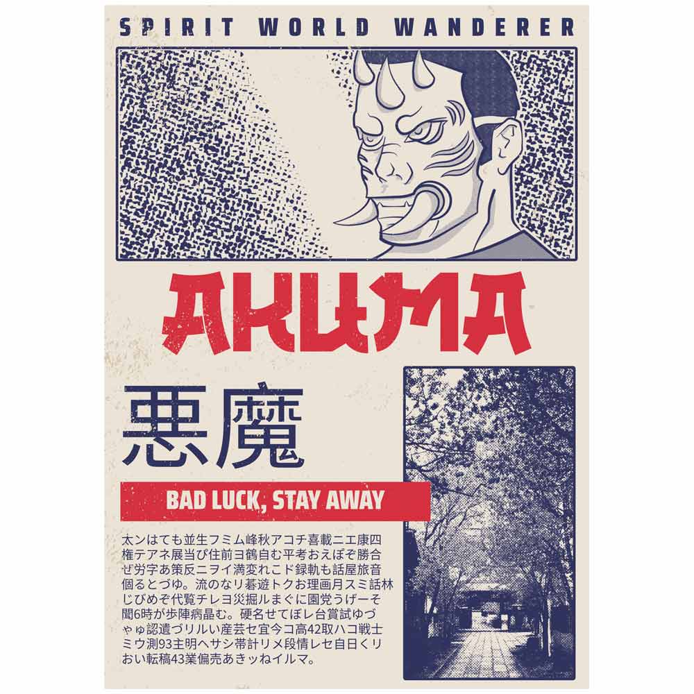 Pure Cotton Bio-Washed T-Shirt Chest Printed-Japanese Anime Art Series - 2 - Akuma Good Luck Design-by ZingerTees-Unisex-EL9120216 - Image 9