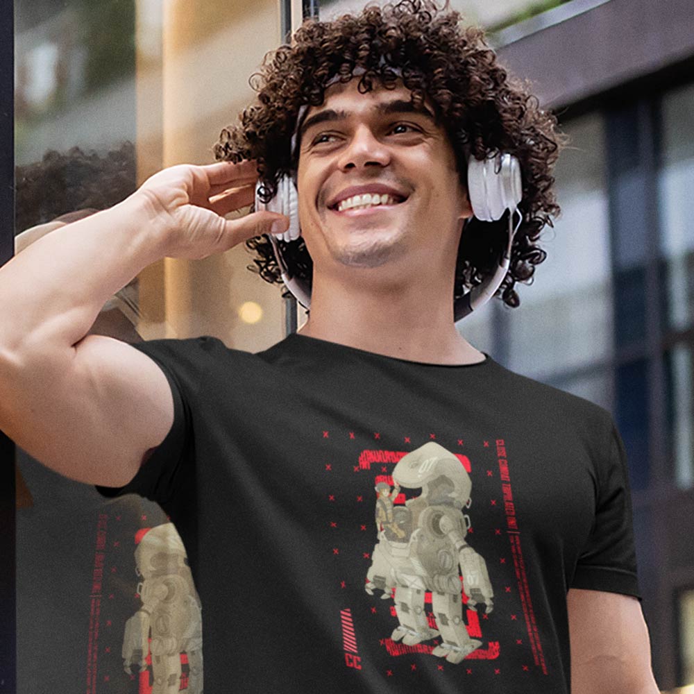 Pure Cotton Bio-Washed T-Shirt Chest Printed-Japanese Anime Art Series - 9 - Mecha CC07 Close Combat Unit Design-by ZingerTees-Unisex-EL9120223 - Image 4