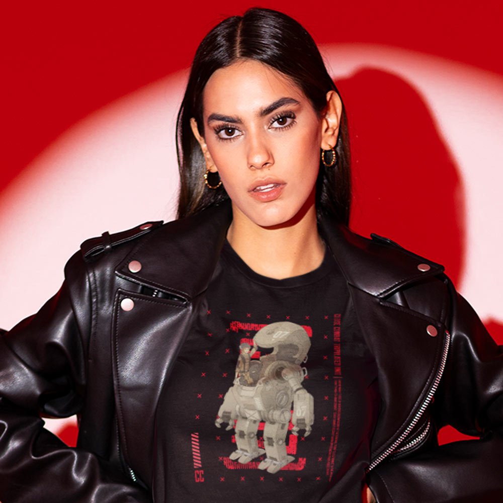 Pure Cotton Bio-Washed T-Shirt Chest Printed-Japanese Anime Art Series - 9 - Mecha CC07 Close Combat Unit Design-by ZingerTees-Unisex-EL9120223