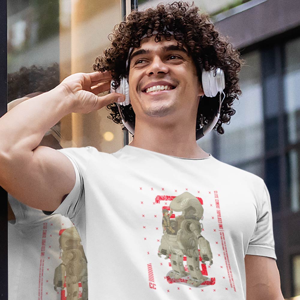 Pure Cotton Bio-Washed T-Shirt Chest Printed-Japanese Anime Art Series - 9 - Mecha CC07 Close Combat Unit Design-by ZingerTees-Unisex-EL9120223 - Image 2