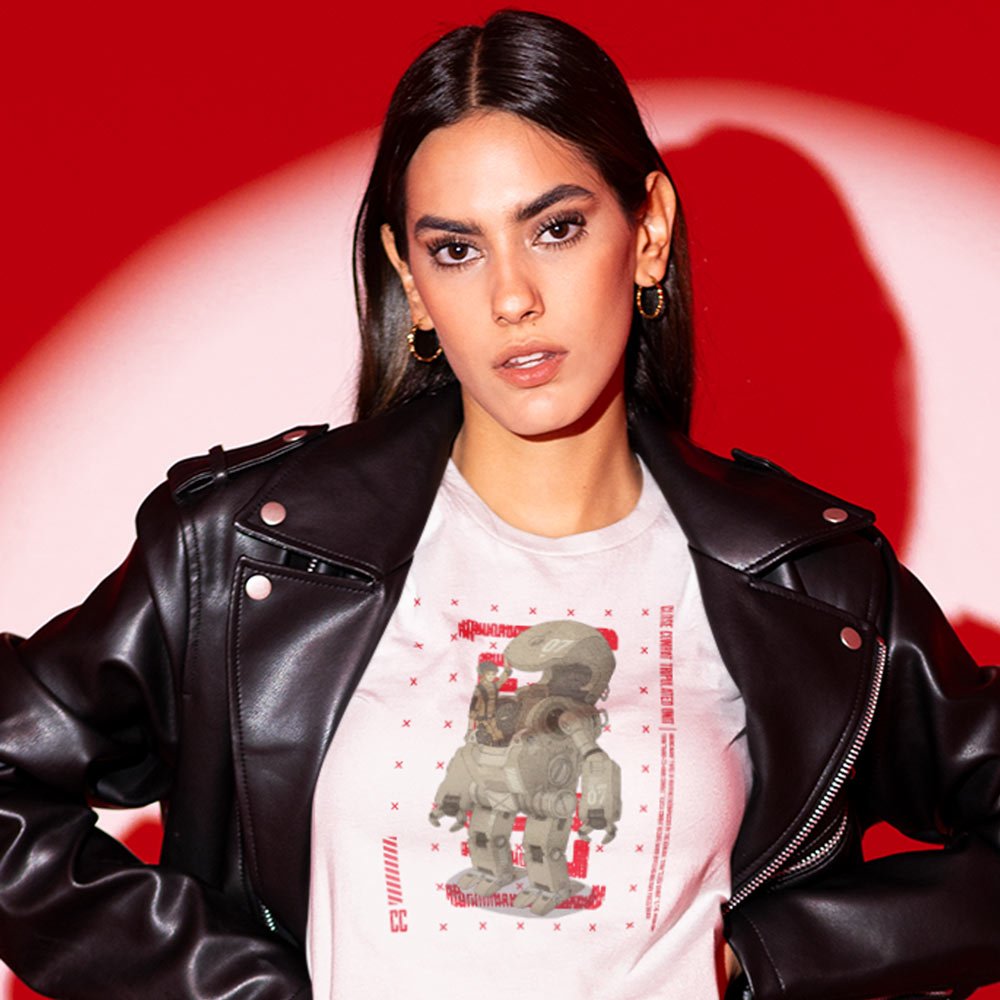 Pure Cotton Bio-Washed T-Shirt Chest Printed-Japanese Anime Art Series - 9 - Mecha CC07 Close Combat Unit Design-by ZingerTees-Unisex-EL9120223 - Image 3