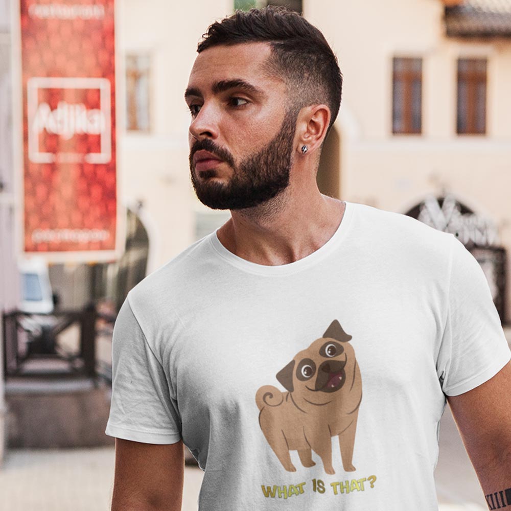 Pure Cotton Bio-Washed T-Shirt Chest Printed-Funny Dog Life Series - 1 - What is That? Design-by ZingerTees-Unisex-EL9120131 - Image 2