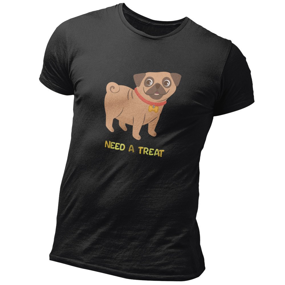 Pure Cotton Bio-Washed T-Shirt Chest Printed-Funny Dog Life Series - 6 - Need a Treat Design-by ZingerTees-Unisex-EL9120136 - Image 5