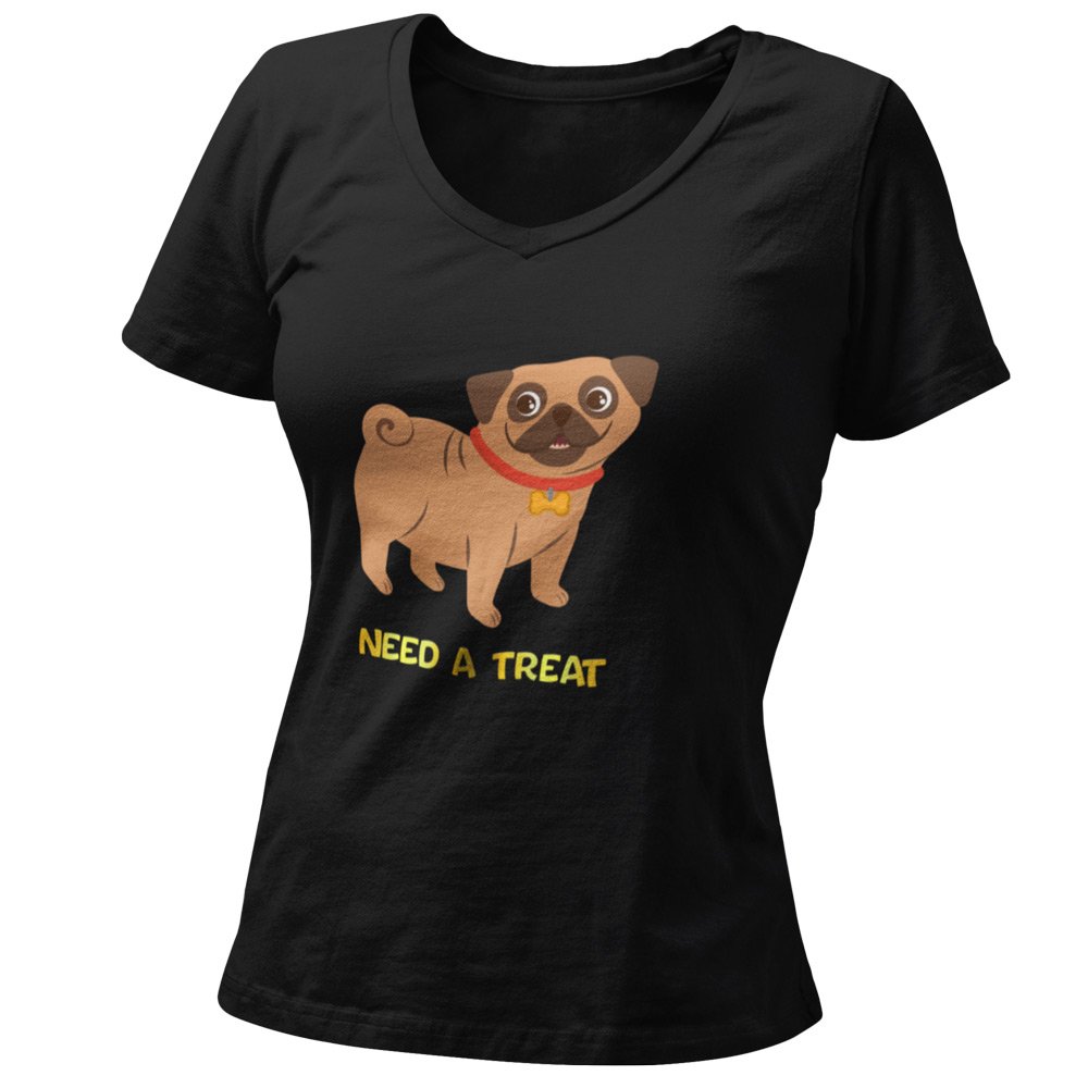 Pure Cotton Bio-Washed T-Shirt Chest Printed-Funny Dog Life Series - 6 - Need a Treat Design-by ZingerTees-Unisex-EL9120136 - Image 6