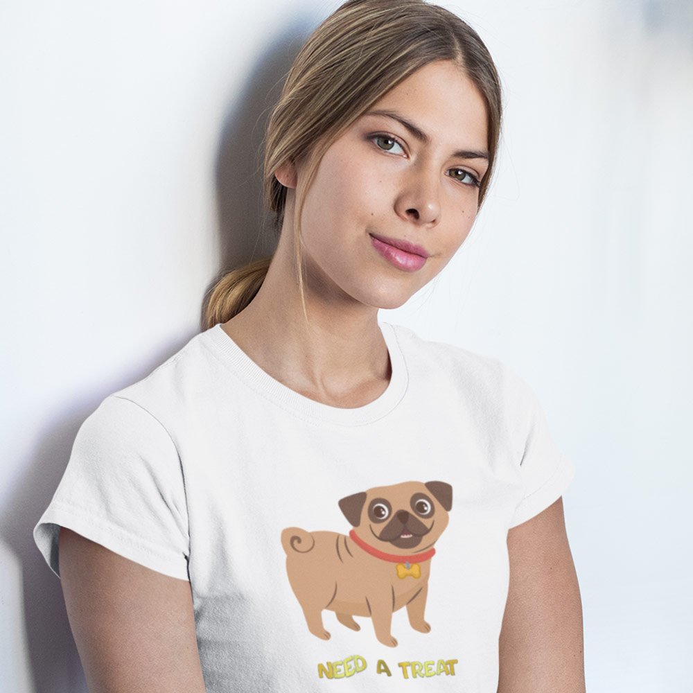 Pure Cotton Bio-Washed T-Shirt Chest Printed-Funny Dog Life Series - 6 - Need a Treat Design-by ZingerTees-Unisex-EL9120136 - Image 4